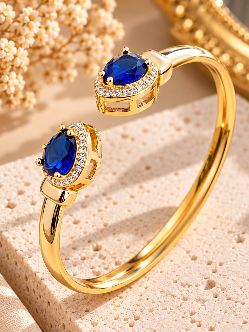 Royal Blue Crystal Open Cuff Bracelet